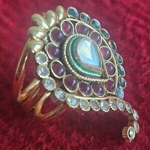 Motif Gold Adjustable Size Kundan Ring Bollywood Fashion Gold